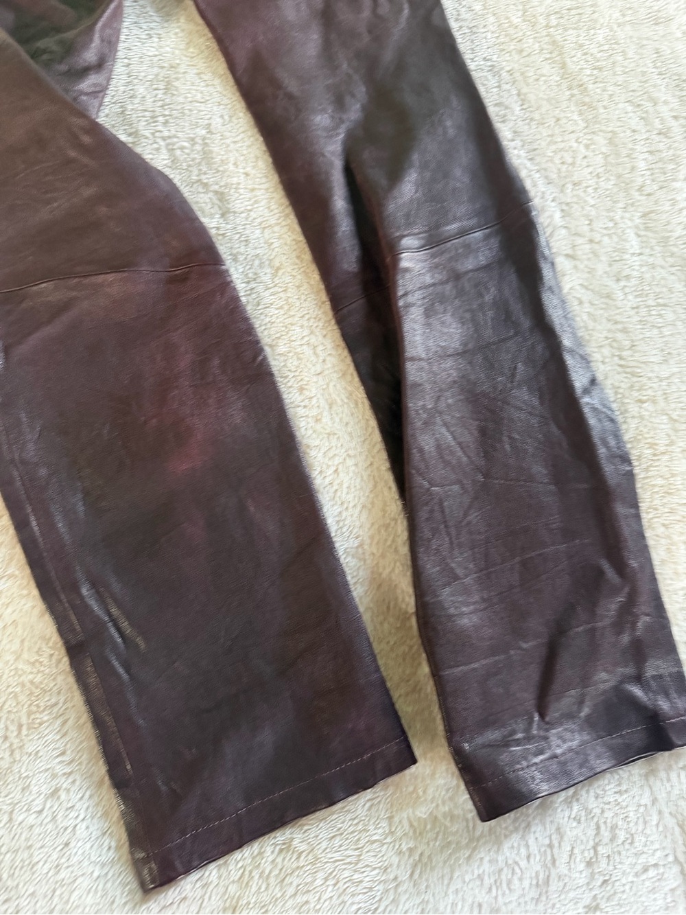 NWOT Paige Hoxton Skinny Leather Pants in Black Cherry sz 28 - Picture 9 of 12